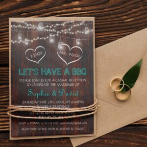 Charm Rustic String Lights Old Wood I DO BBQ Invitation