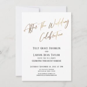 After the Wedding Celebration Simple Gold Accent Invitation