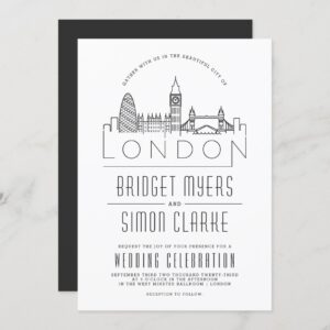 London Wedding | Landmarks Stylized Skyline Invita Invitation