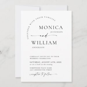 Elegant Minimalist Calligraphy Wedding QR code Invitation