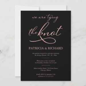 Black Rose Gold Foil Calligraphy Elopement Wedding Invitation