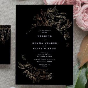 Elegant Hand Drawn Botanical Wedding Invitation