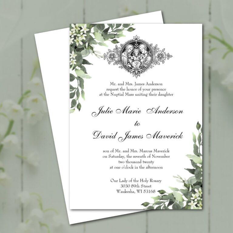 Catholic Classic Elegant Religious Wedding Invitation