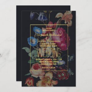 Dark Vintage Floral Wedding Invitation