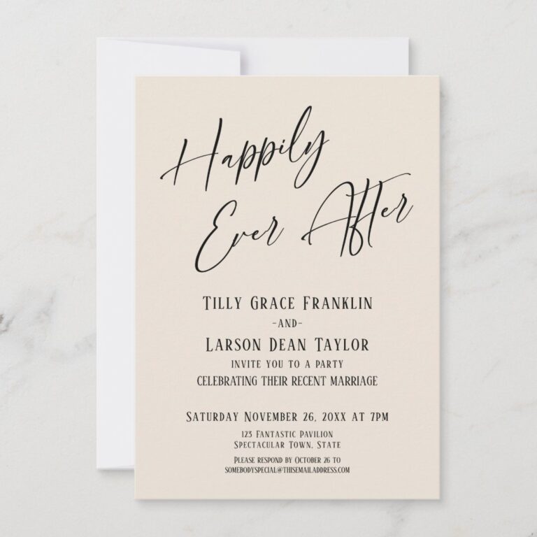 Happily Ever After Cream Elegant Wedding Party Invitation