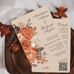 Light Terracotta and Orange Wedding Invitation