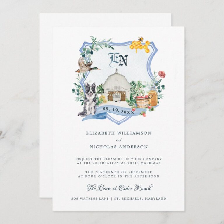 Rustic Country Farm | Barn Wedding Crest Invitation