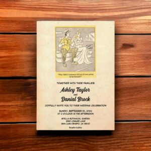 Vintage Retro Old Funny Couple Rustic Wedding Invitation