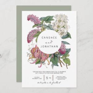 Vintage Watercolor Floral Art Wedding Invitation