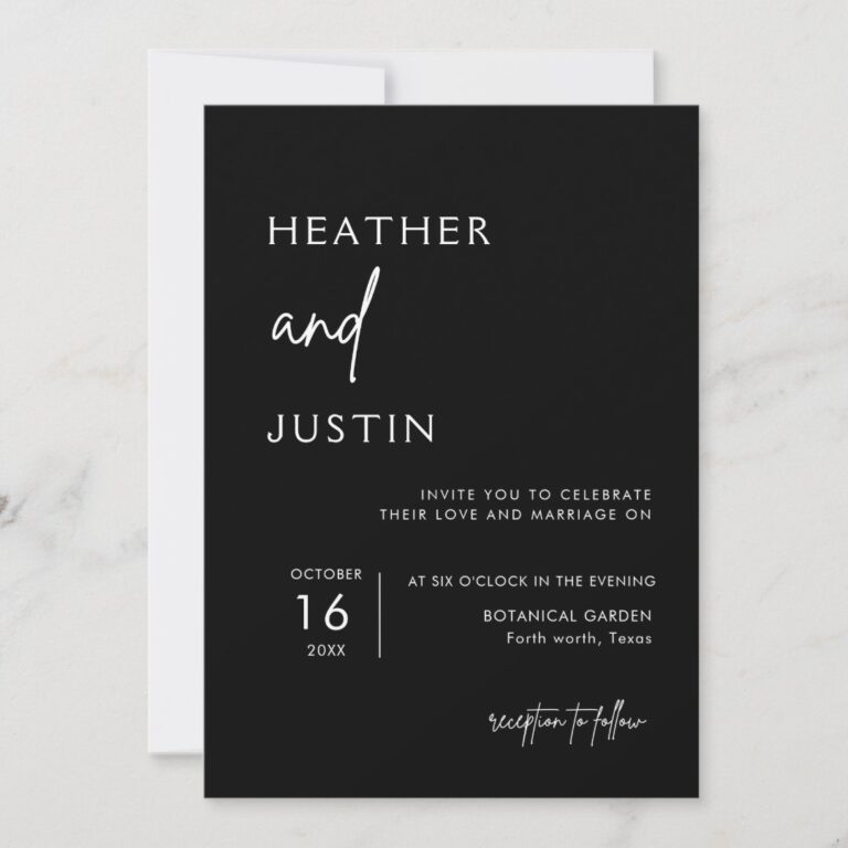 Black Minimalist QR Modern Wedding Invitations