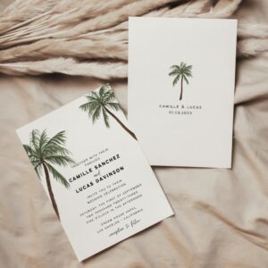 Minimalist Palm Trees wedding invitation