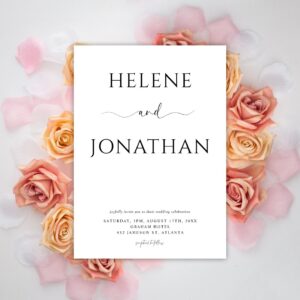 Black And White Minimal Simple Elegant Wedding Invitation