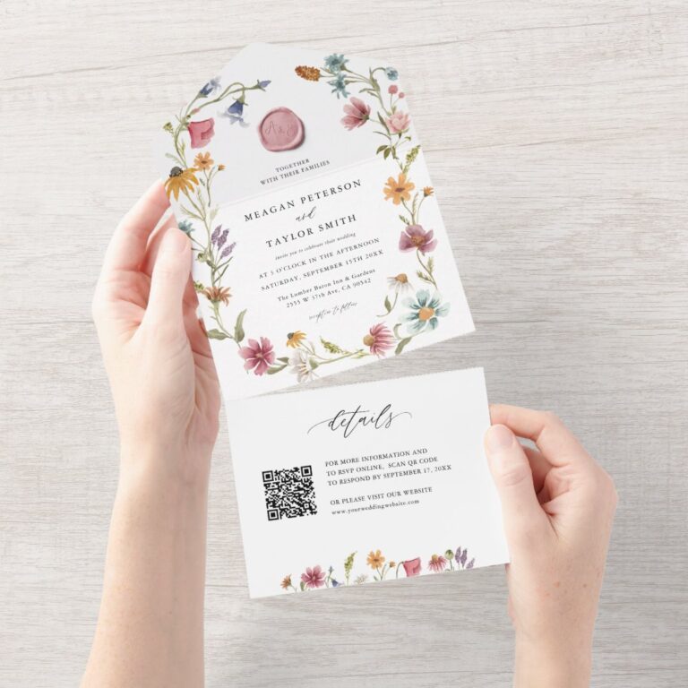 Garden Floral Wildflower Spring Wedding All In One Invitation