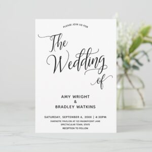 Simple Elegant Typography The Wedding of Invitation