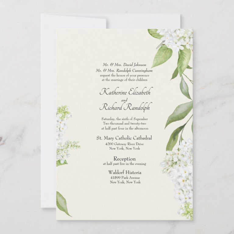 Beige Elegant White Hydrangea Wedding Invitation