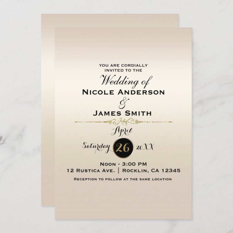 Gorgeous Gold Pearl Shimmer & Shine Classy Wedding Invitation