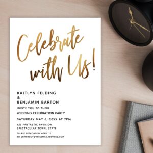 Celebrate With Us! Minimal Gold Handwriting Event Invitation