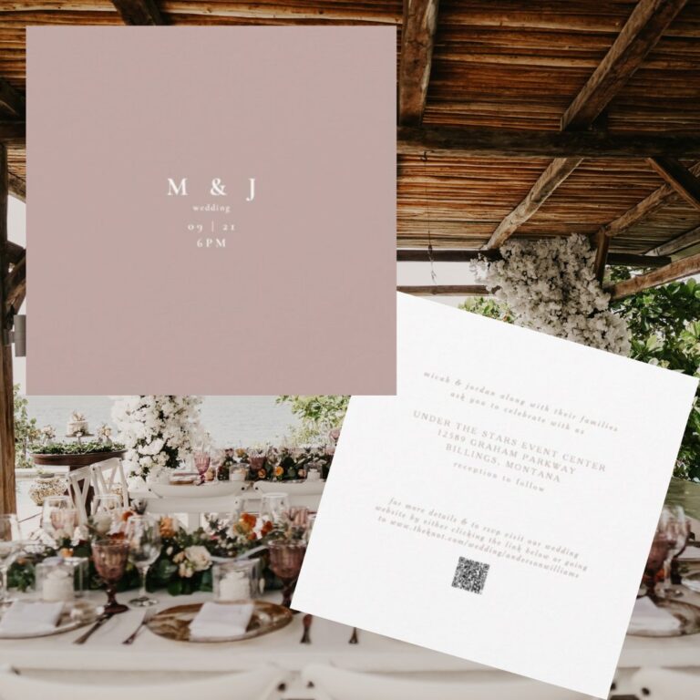 Sleek & Simple Modern Rose Gold Square Wedding Invitation