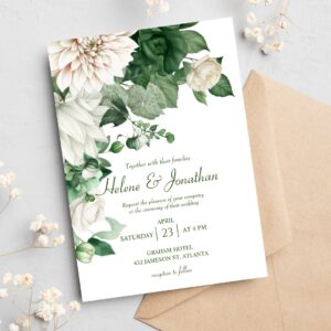 Botanical Emerald Green Modern Elegant Wedding Invitation