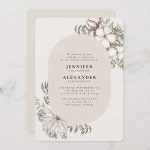 Winter Greenery Floral Oval RSVP QR Code Wedding Invitation