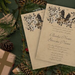 Rustic Vintage Birds Christian Religious Wedding Invitation