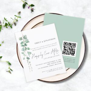 Budget Eucalyptus QR Wedding Happily Ever After