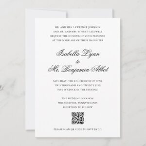 Formal Classic Elegant Traditional QR Code Wedding Invitation