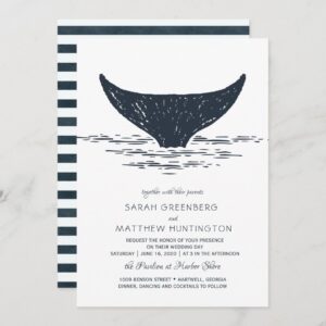 Navy & White | Nautical Whale Wedding Invitation