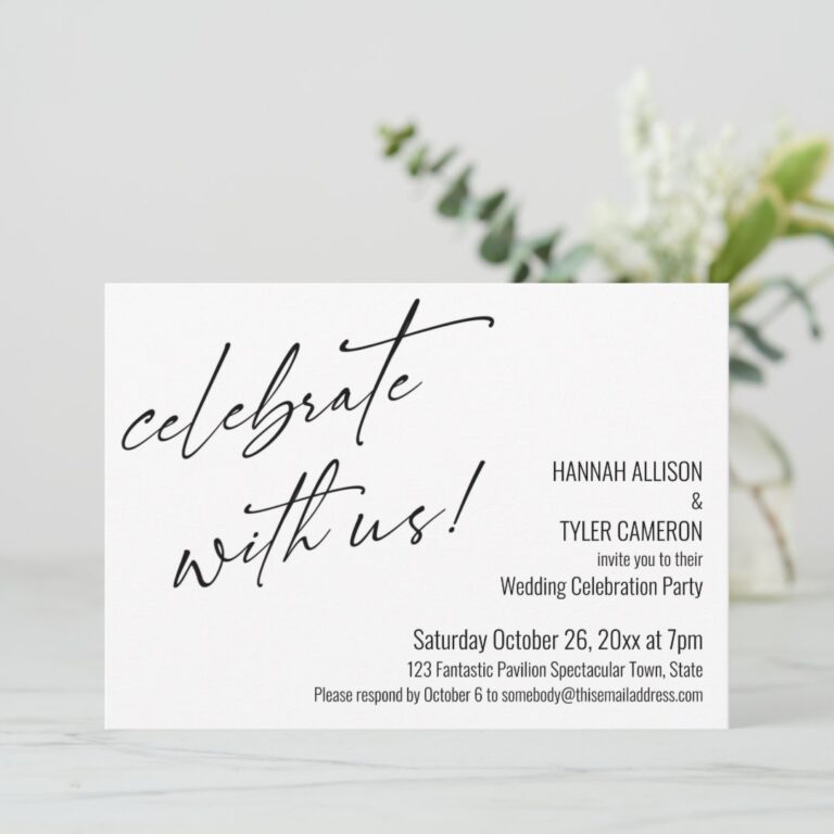 Modern Script Celebrate with Us Wedding Reception Invitation