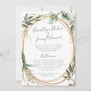 Gold Eucalyptus Elegant Details Website Wedding Invitation