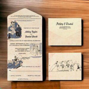 Vintage Retro Old Romantic Comic Stylish Wedding All In One Invitation