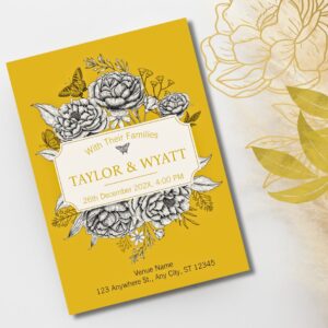 Elegant Gold Peonies Floral Invitation