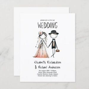 Handdrawn Bride Groom Simple Cute Funny