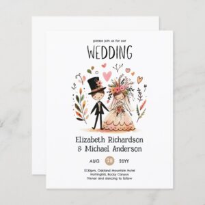 Funny Wedding Cartoon Bride Groom Handdrawn