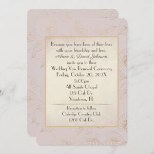 Vow Renewal Gold Foil Leaf Invitation