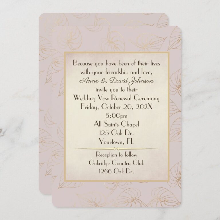 Vow Renewal Gold Foil Leaf Invitation