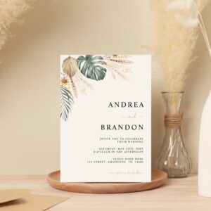 Boho Tropical Beach Destination Wedding All in One Invitation