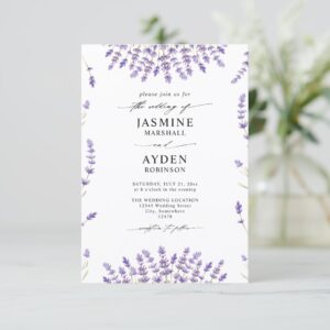 Elegant Purple Lavender Budget QR Code Wedding Invitation