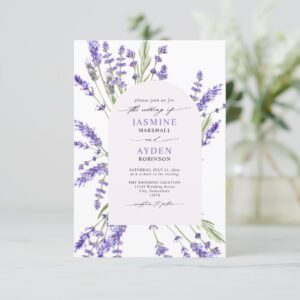 Elegant Purple Lavender Budget QR Code Wedding Invitation