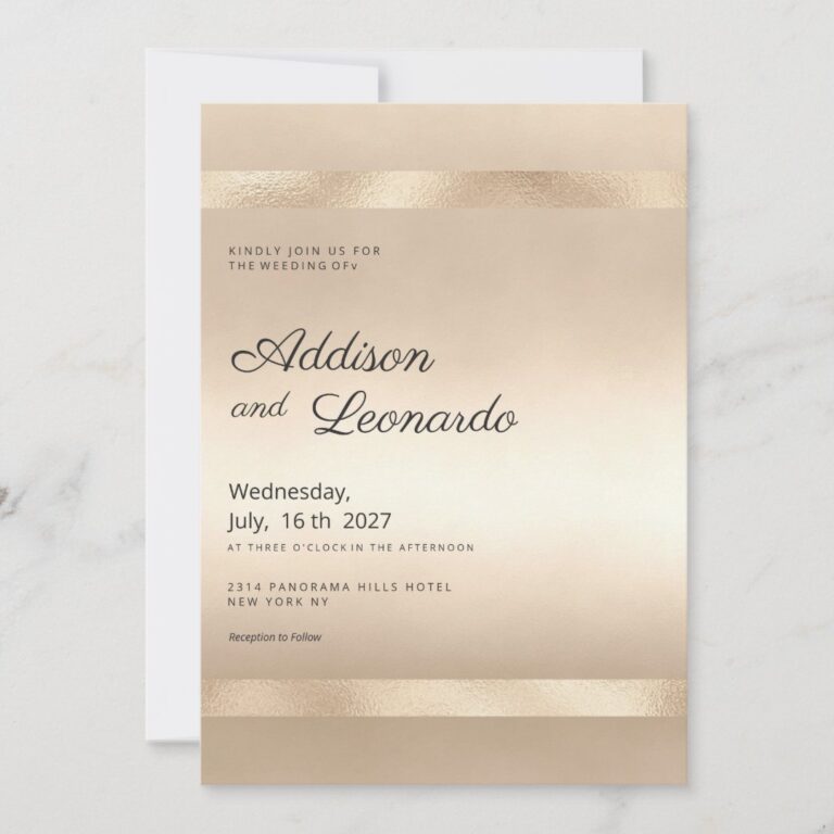 Luxury champagne gold glam minimalist wedding invitation