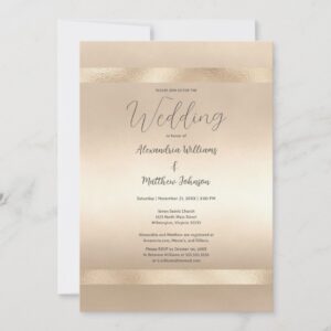 Glam Champagne Gold Glamour Luxury Wedding Invitation