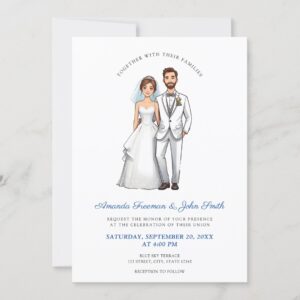 Cartoon Couple Photo Personalized Wedding Invitation