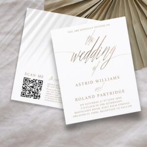 Budget Faux Gold Calligraphy QR Code Wedding