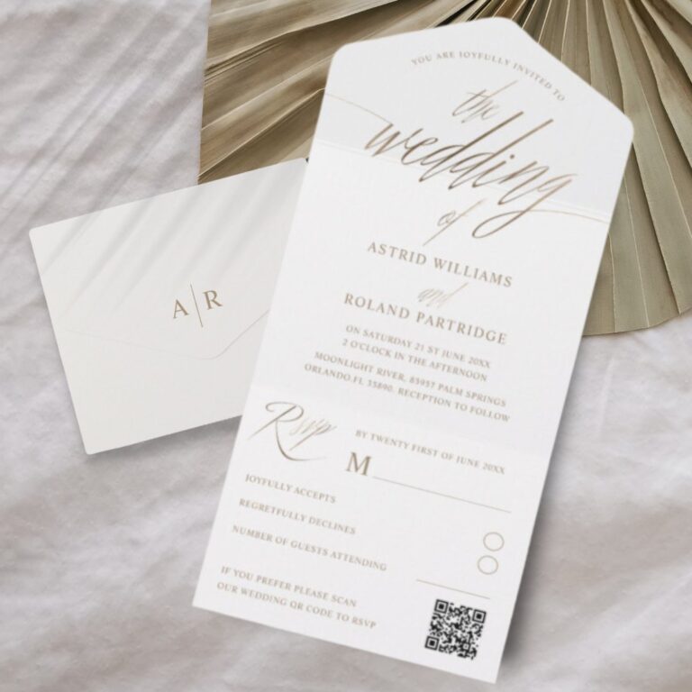 Elegant Faux Gold Calligraphy The Wedding of All In One Invitation