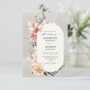 Spring Pastel Flowers Chic Budget QR Code Wedding Invitation