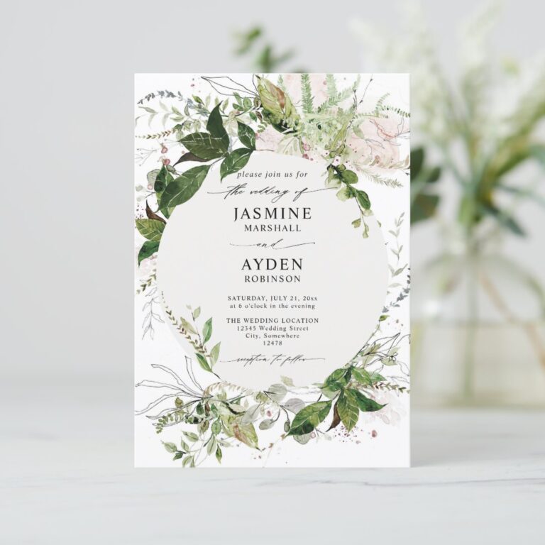 Eucalyptus Elegant Modern Budget QR Code Wedding Invitation