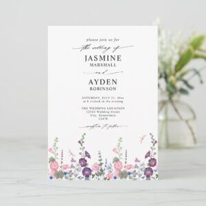 Wildflowers Elegant Modern Budget QR Code Wedding Invitation