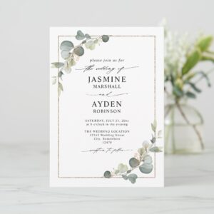 Eucalyptus Elegant Modern Budget QR Code Wedding Invitation