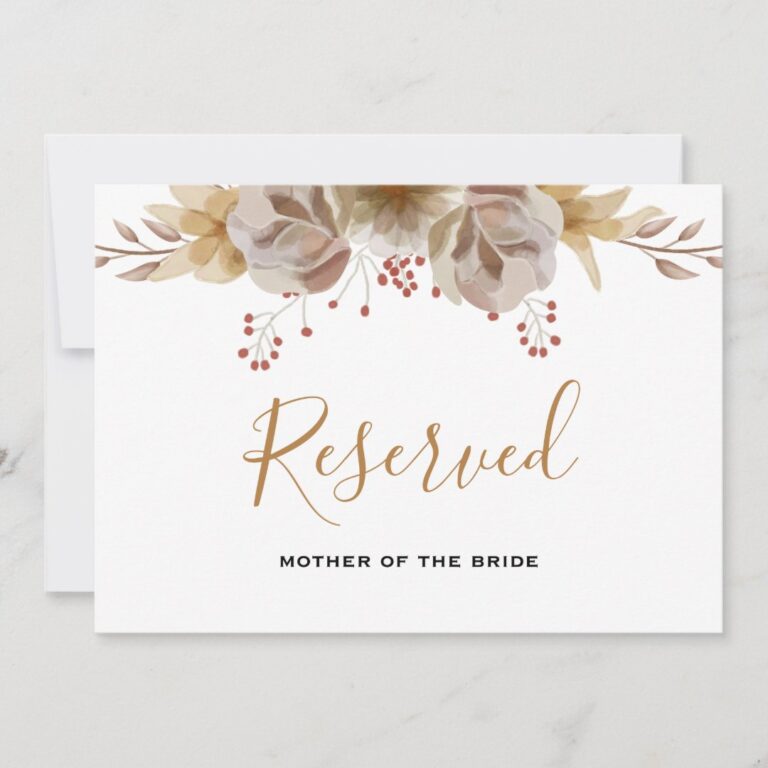 Minimal Boho Floral Wedding Reserved Sign Invitation