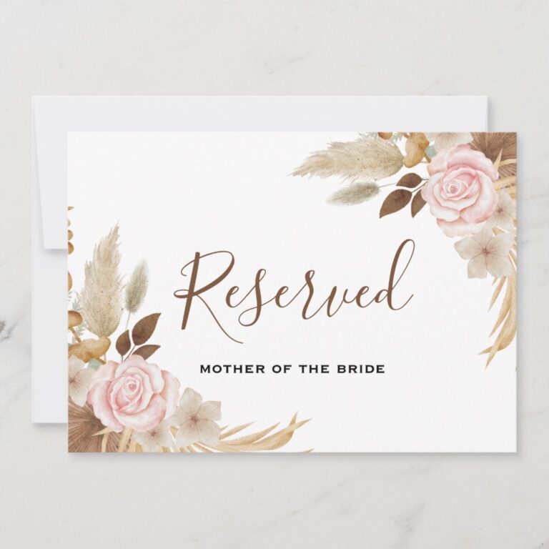 Minimal Boho Floral Wedding Reserved Sign Invitation